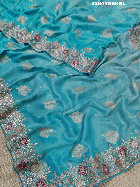 KcPc New Latest  Banarasi silk Traditional Sequence embroidery mirror work Saree PAL