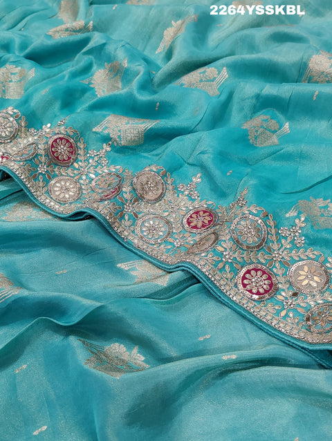 KcPc New Latest  Banarasi silk Traditional Sequence embroidery mirror work Saree PAL