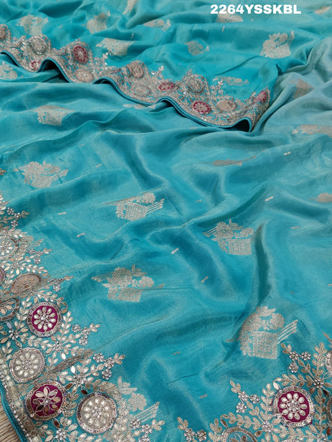 KcPc New Latest  Banarasi silk Traditional Sequence embroidery mirror work Saree PAL