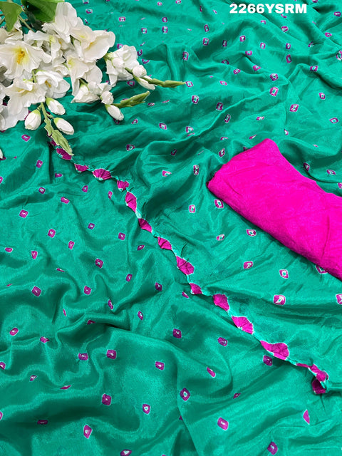 KcPc New Latest Chinon Silk Bandhani Style Saree  SUL