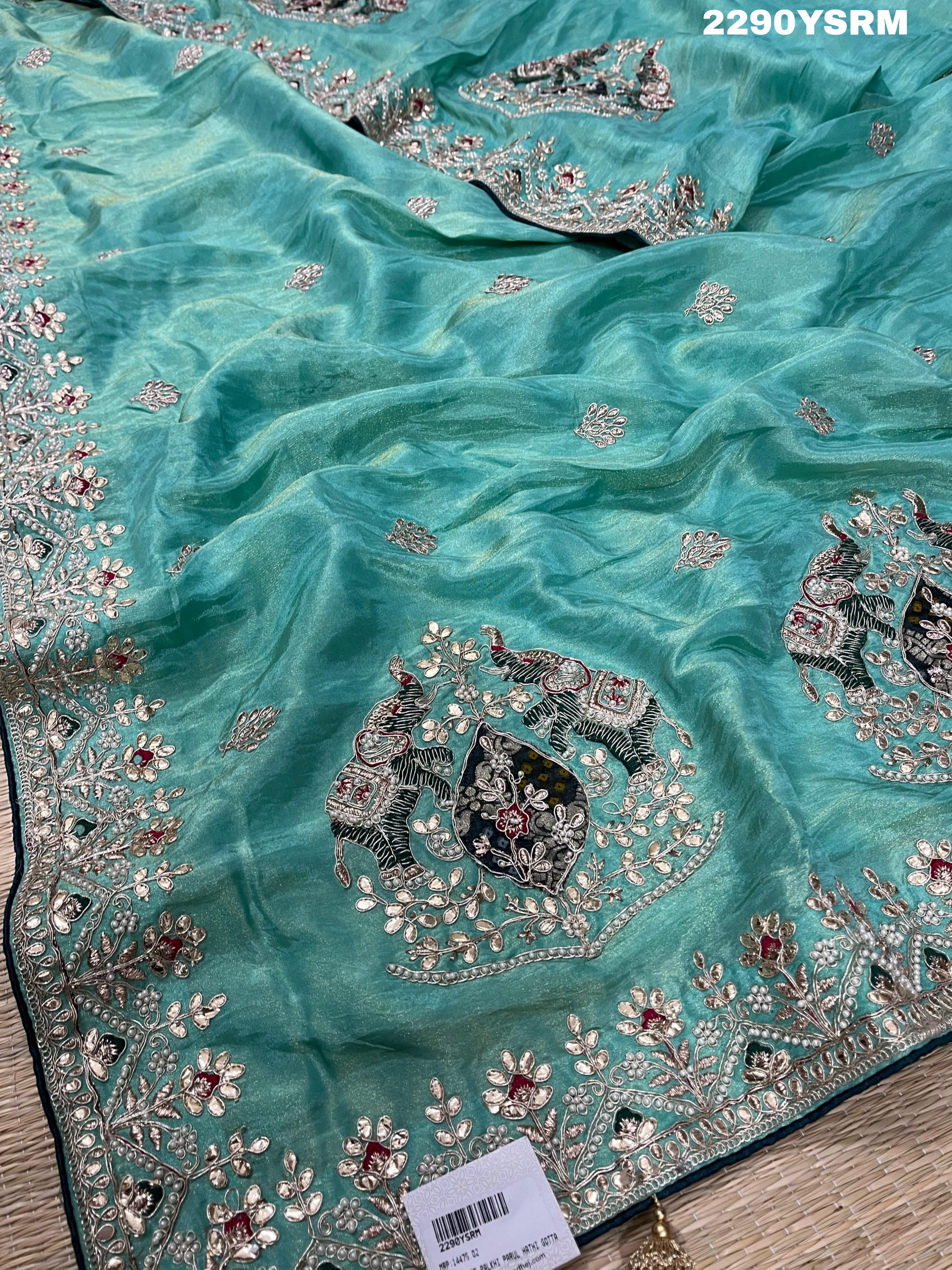 KcPc New Latest Chinon Silk Designer Style With embroidery Gotapatti Work Saree PAL