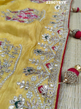 KcPc New Special Chinon Silk Designer Style With embroidery Gotapatti Work Saree PAL