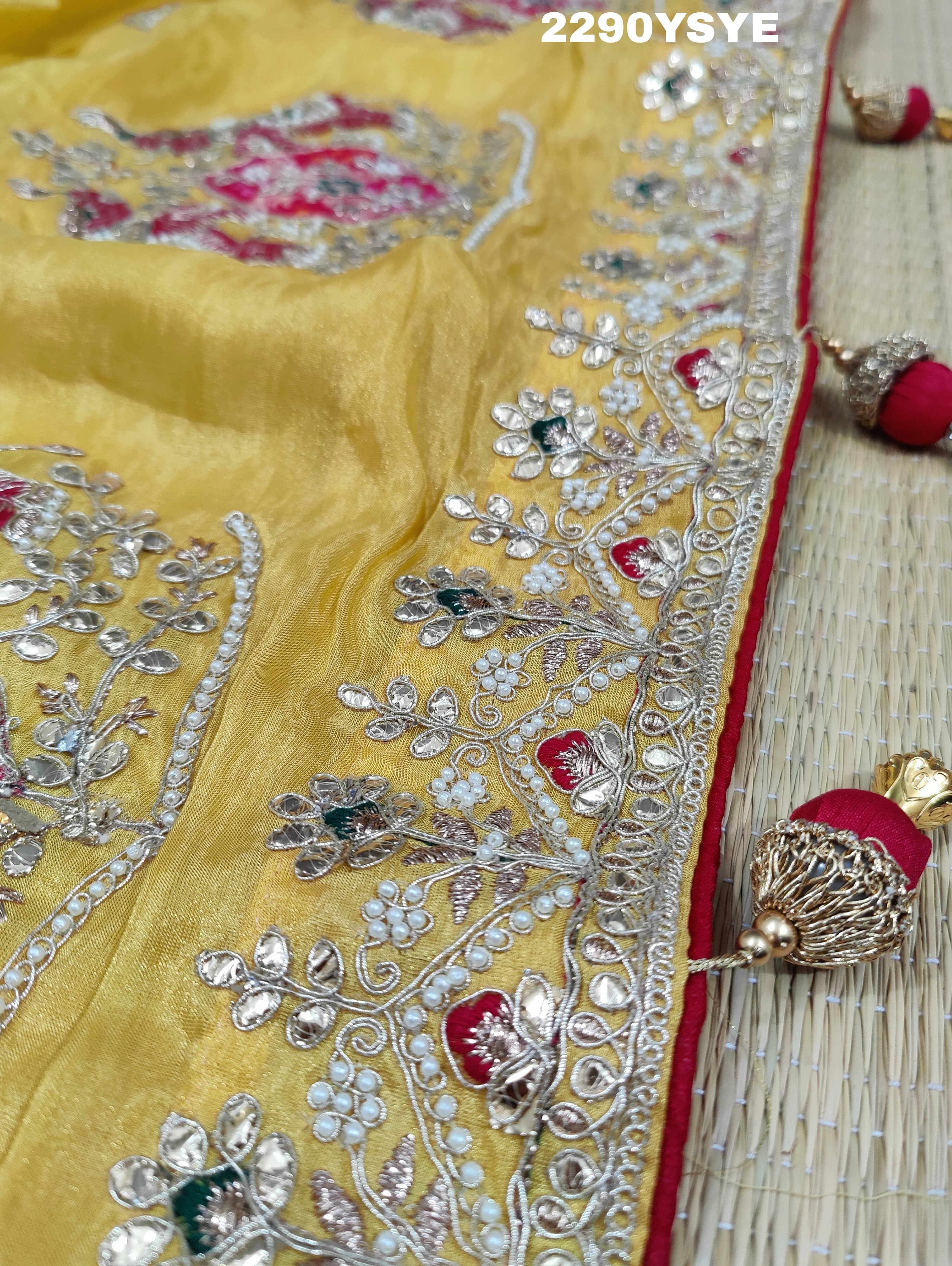 KcPc New Special Chinon Silk Designer Style With embroidery Gotapatti Work Saree PAL