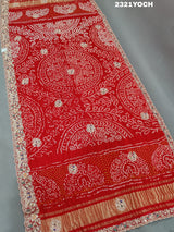 KcPc New Rajasthani Gaji Silk Bandhani Style WithZardoji Work Chunri MNL