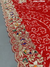 KcPc New Rajasthani Gaji Silk Bandhani Style WithZardoji Work Chunri MNL