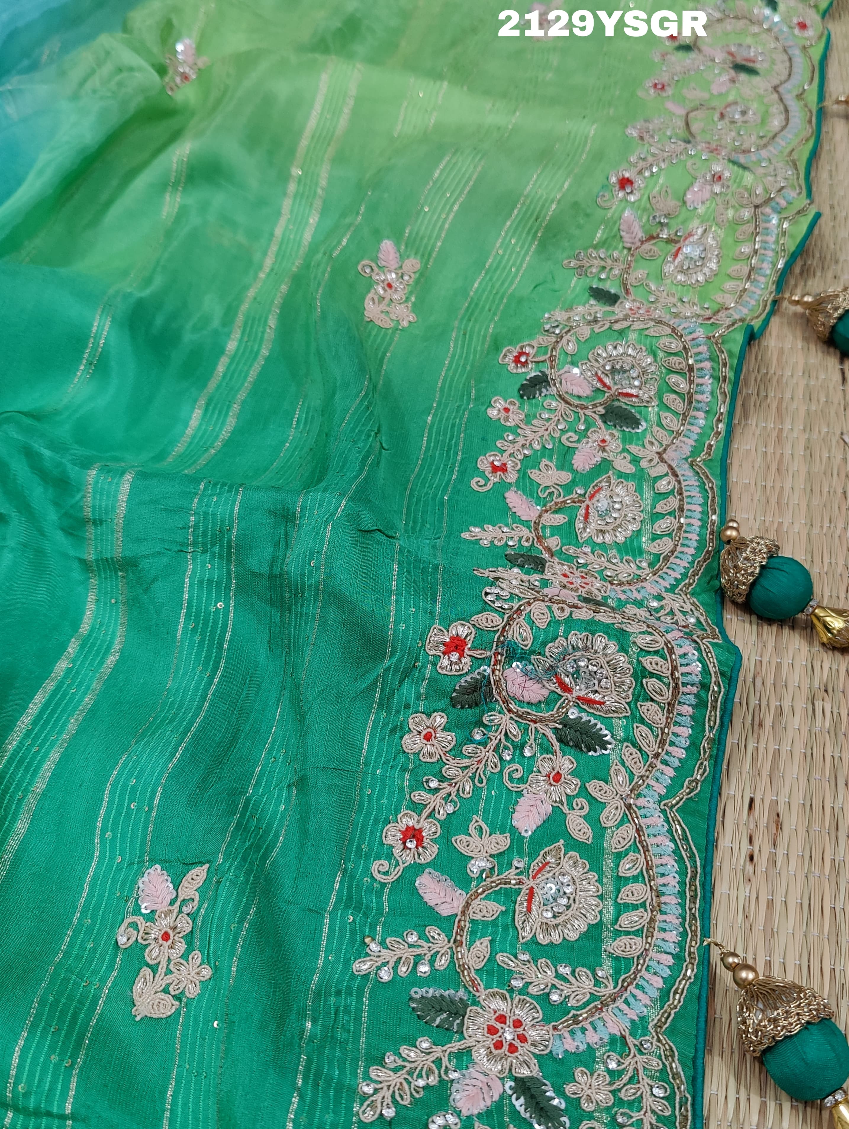 KcPc New Lounch H O Silk Double Shade Style Cutdana Work Saree PLK