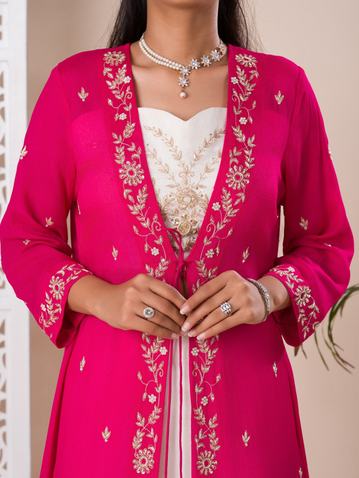 KcPc New Pure GeorgetteCrop Top Style With Zardoji Work indo western Dress MUL