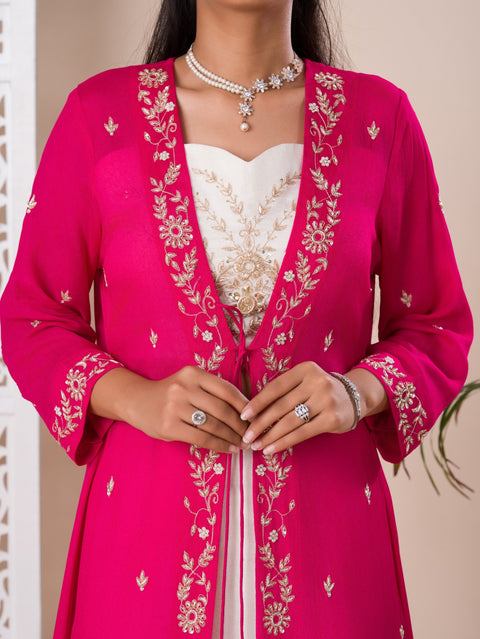 KcPc New Pure Georgette  Crop Top Style With Zardoji Work indo western Dress MUL