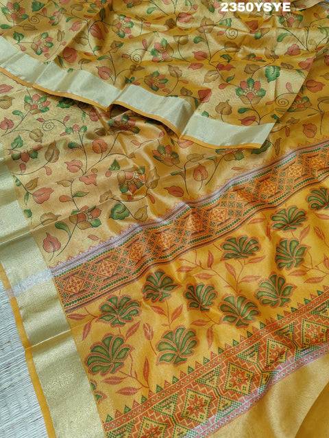 KcPc New Cotton Silk Printed With Zari border Saree KB