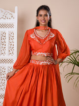 KcPc New Chinon Silk Bollywood White beads workindo western Dress MUL