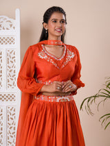KcPc New Chinon Silk Bollywood White beads workindo western Dress MUL