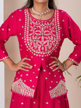 KcPc New Latest Chinon Silk Bollywood Gotapatti workindo western Dress MUL