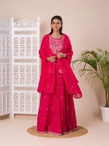 KcPc New Latest Chinon Silk Bollywood Gotapatti workindo western Dress MUL