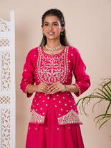KcPc New Latest Chinon Silk Bollywood Gotapatti workindo western Dress MUL