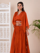 KcPc New Latest Georgette Fabric Cutdana kashida work indo western Dress MUL