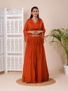 KcPc New Latest Georgette Fabric Cutdana kashida work indo western Dress MUL