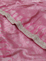 A pink Banarsi silk Bollywood style saree with sequence and gotapatti work