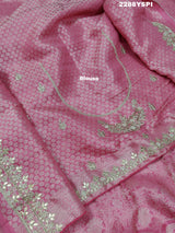 A pink Banarsi silk Bollywood style saree with sequence and gotapatti work