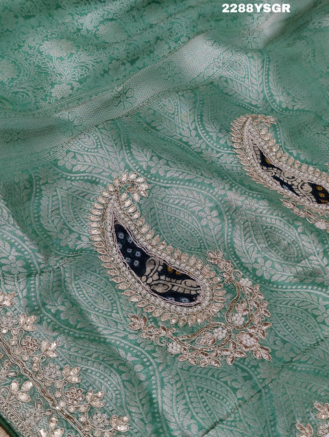 KcPc New Special Banarsi silk Bollywood Style Sequence Gotapatti Work Saree PAL