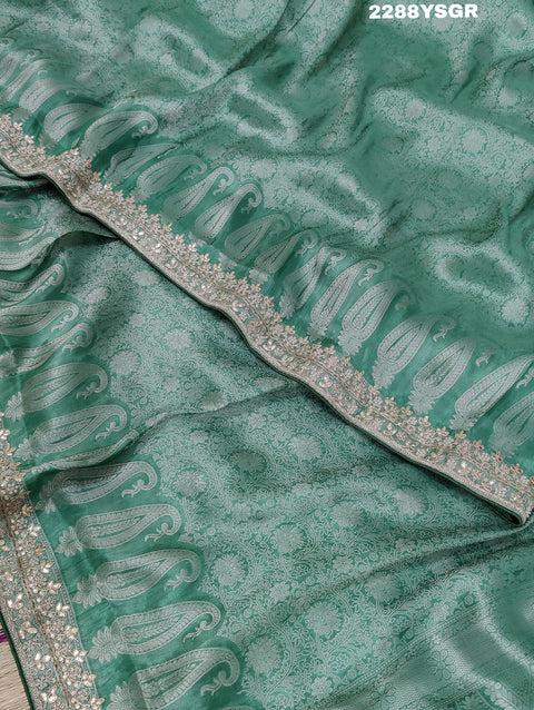 KcPc New Special Banarsi silk Bollywood Style Sequence Gotapatti Work Saree PAL