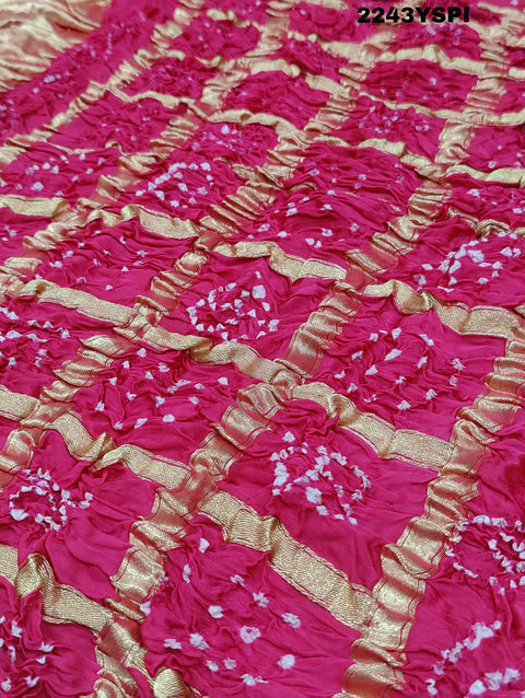KcPc New Beautiful  Gaji Silk Bandhani Style Wedding Wear Saree ASLM
