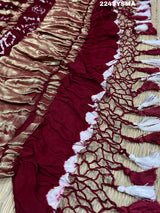 By New Latest Gaji Silk Bandhani Style Wedding Wear Saree