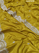 KcPc New Special Pure Crepe silk Bollywood With Foil Gota Zari Work Saree AMT