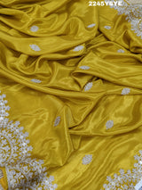 KcPc New Special Pure Crepe silk Bollywood With Foil Gota Zari Work Saree AMT