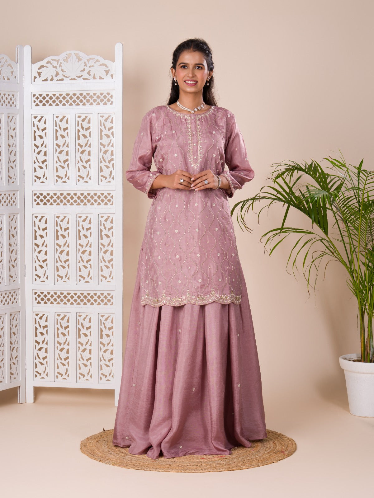 KcPc New Beautiful Munga silk Zardoji work indo western Dress MUL