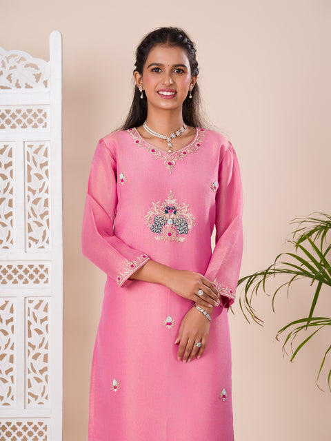 KcPc New Latest Munga silk Zardoji work indo western Dress MUL