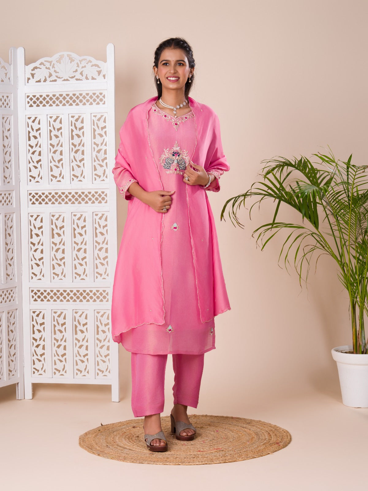 KcPc New Latest Munga silk Zardoji work indo western Dress MUL