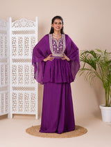 KcPc New Latest Chinon SilkCutdanawork indo western Dress MUL
