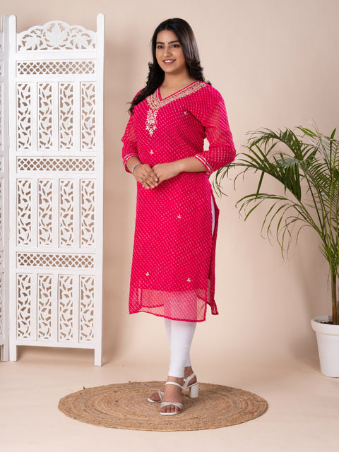 KcPc New Latest Jaipuri Traditional Gotapatti Handwork Long Straight Kurtis