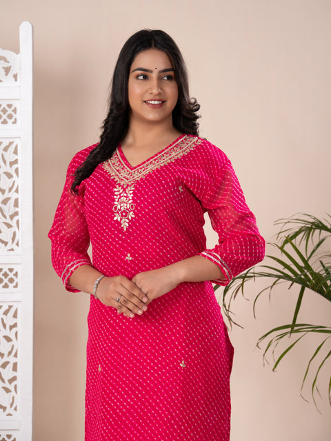KcPc New Latest Jaipuri Traditional Gotapatti Handwork Long Straight Kurtis