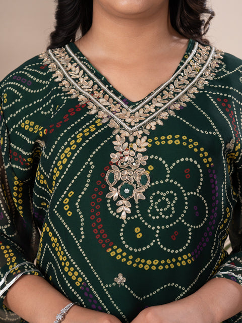 KcPc Latest Pure Georgette Marwadi Chunri Bandhej Gotapatti Zaridoji work Kurtis