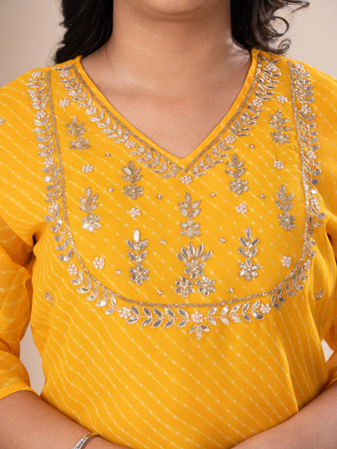 KcPc New Arrival Jaipuri Traditional Marwadi Gotapatti Handwork Long Straight Kurtis