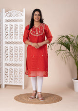 KcPc New Arrival Jaipuri Traditional Marwadi Gotapatti Handwork Long Straight KurtisKML