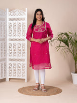 KcPc New Jaipuri Traditional Marwadi Gotapatti Handwork Long Straight KurtisKML