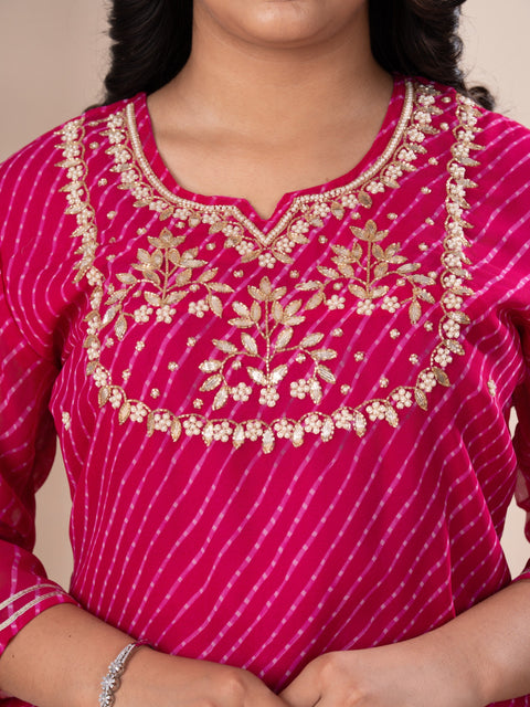 KcPc New Jaipuri Traditional Marwadi Gotapatti Handwork Long Straight Kurtis