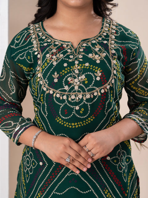 KcPc New Arrival Jaipuri Traditional Marwadi Gotapatti Handwork Long Straight Kurti