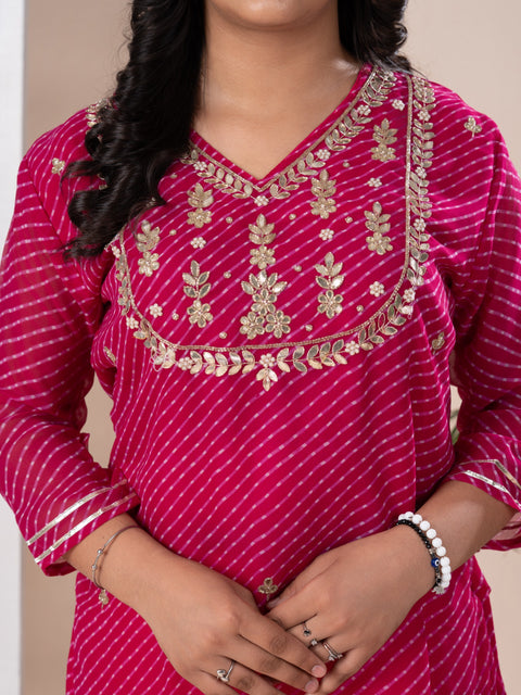 KcPc New Arrival Jaipuri Traditional Marwadi Gotapatti Handwork Long Straight Kurtis