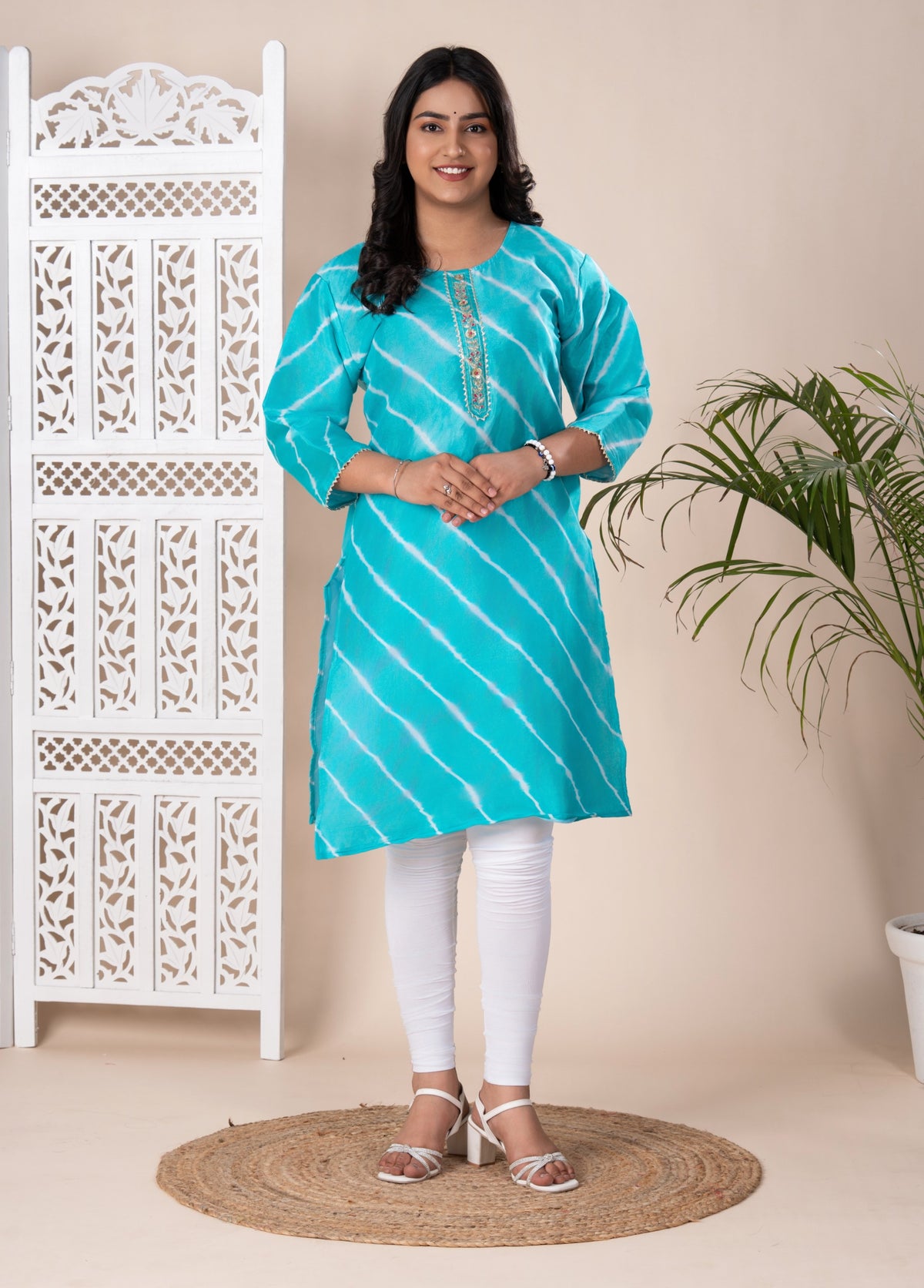 KcPc Latest New Jaipuri Designer Chinon Lehriya Style Kurti KML
