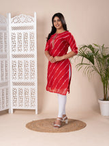 KcPc New Arrival Jaipuri Designer Chinon Lehriya Style Kurti KML
