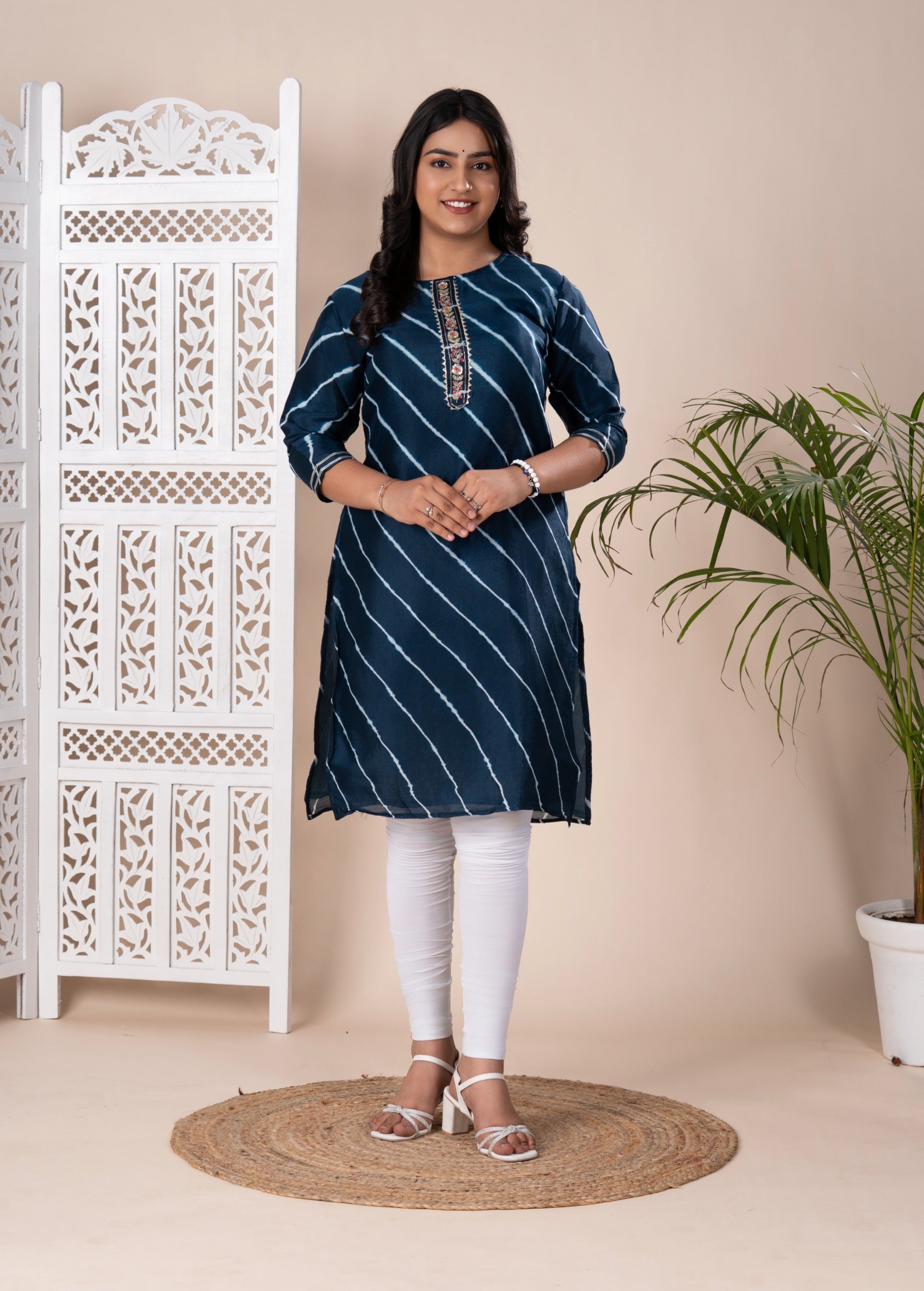 KcPc New Special Jaipuri Designer Chinon Lehriya Style Kurti KML