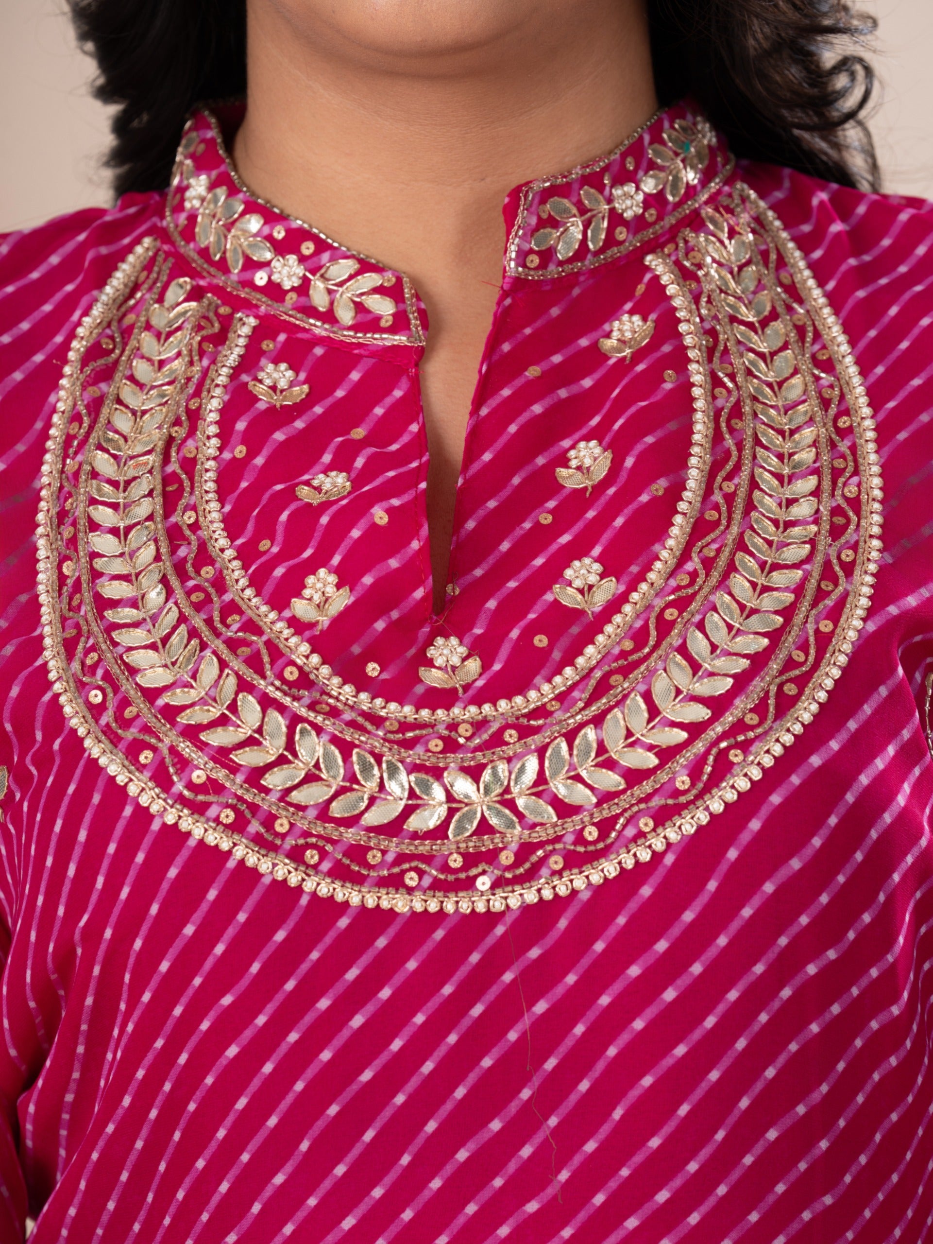 KcPc New Launch JaipuriGeorgette Leheriya Style With Gotapatti Work Kurti KML