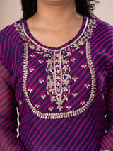 KcPc Latest New Arrival Jaipuri Traditional Marwadi Leheriya Gotapatti Handwork Long Straight KurtiKML