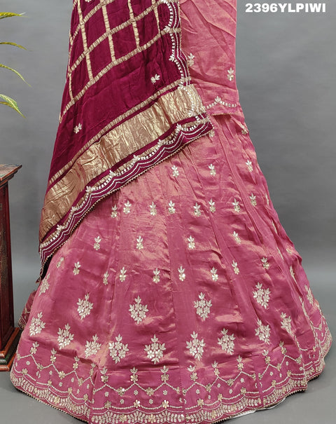 KcPc New Tissue Organza Silk Designer Style With Gota patti Work  Lehenga RTK
