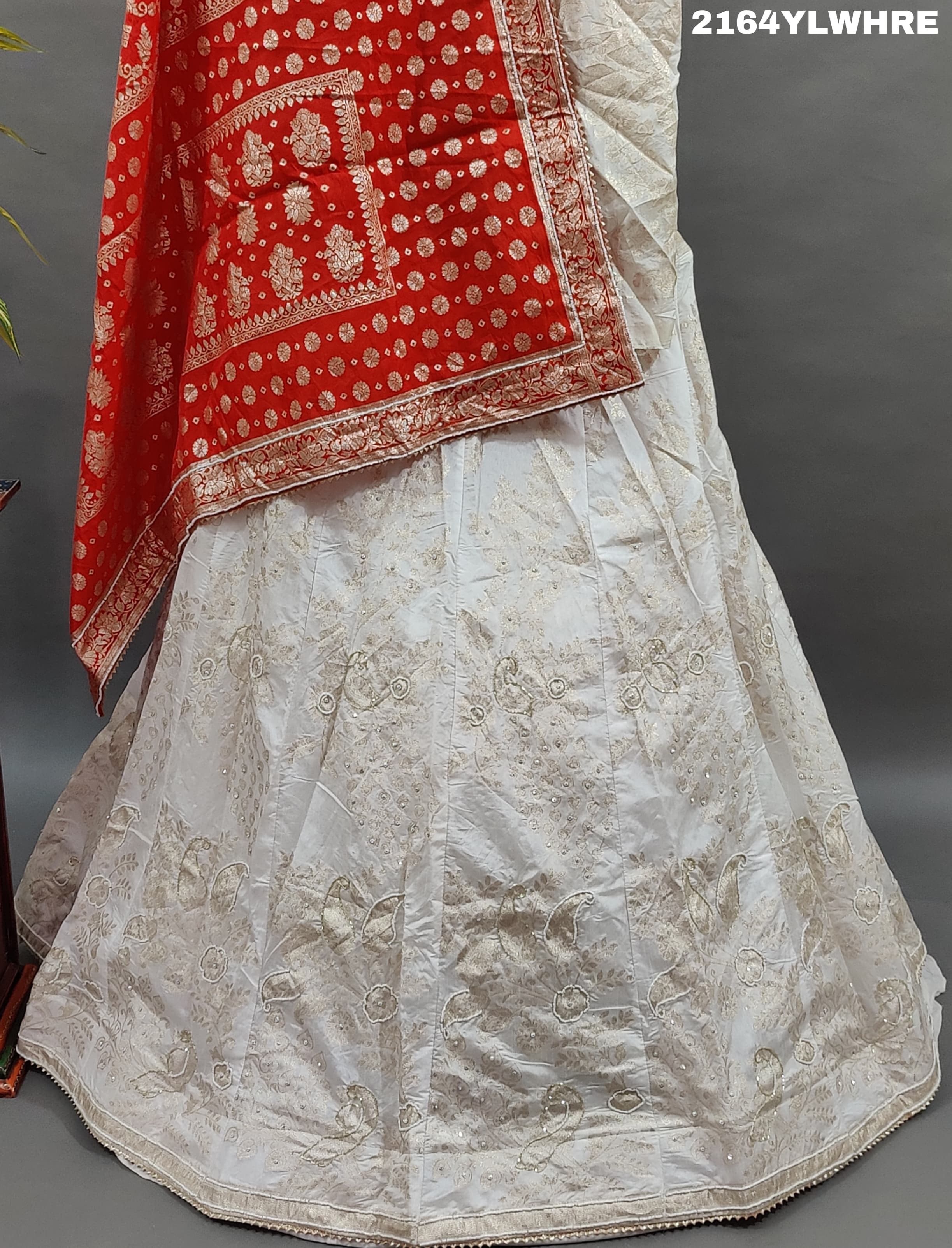 KcPc Lounch A Upada silk Banarasi White Beads Work Lehenga RTK