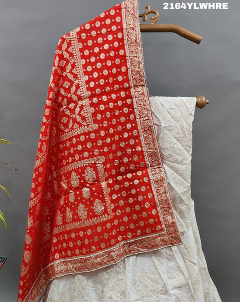 KcPc Lounch A Upada silk Banarasi White Beads Work Lehenga RTK