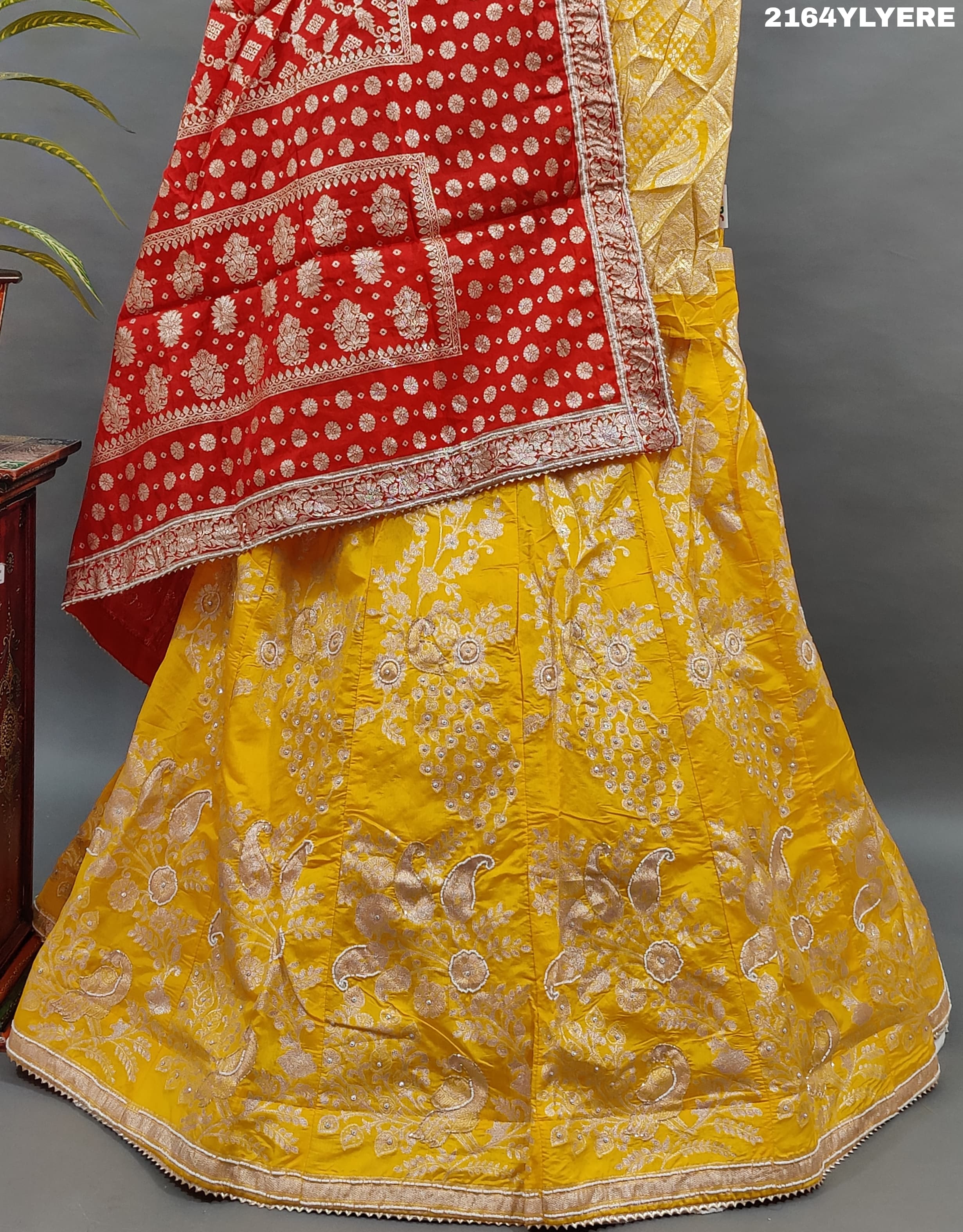 KcPc New Upada silk Banarasi White Beads Work Lehenga RTK